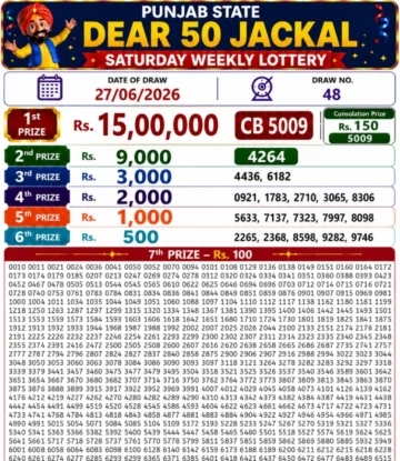 Punjab State Dear 50 Jackal Saturday Lottery Result 27-06-26
