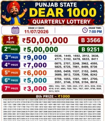 Punjab State Dear 1000 Quarterly Lottery Result 11-07-26
