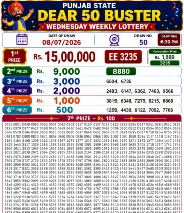 Punjab State Dear 50 Buster Wednesday Lottery Result 08-07-26