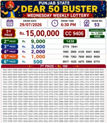 Punjab State Dear 50 Buster Wednesday Lottery Result 29-07-26