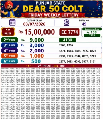 Punjab State Dear 50 Colt Friday Lottery Result 03-07-26