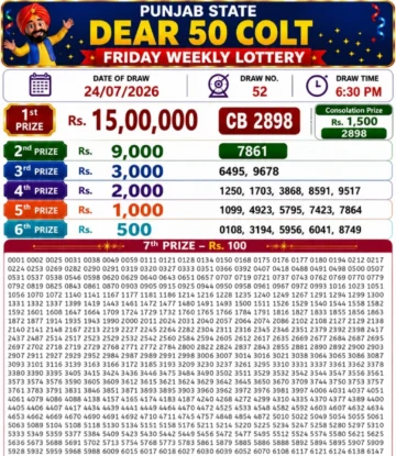 Punjab State Dear 50 Colt Friday Lottery Result 24-07-26