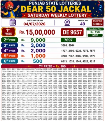 Punjab State Dear 50 Jackal Saturday Lottery Result 04-07-26
