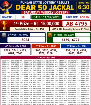 Punjab State Dear 50 Jackal Saturday Lottery Result 11-07-26