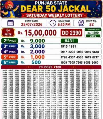 Punjab State Dear 50 Jackal Saturday Lottery Result 25-07-26