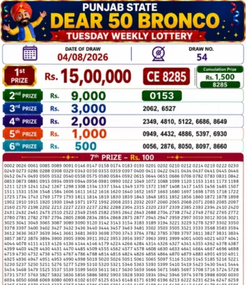 Punjab State Dear 50 Bronco Tuesday Lottery Result 04-08-26
