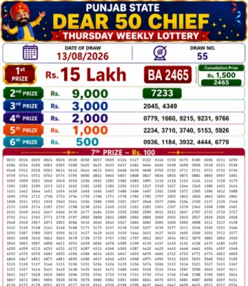 Punjab State Dear 50 Chief Thursday Lottery Result 13-08-26