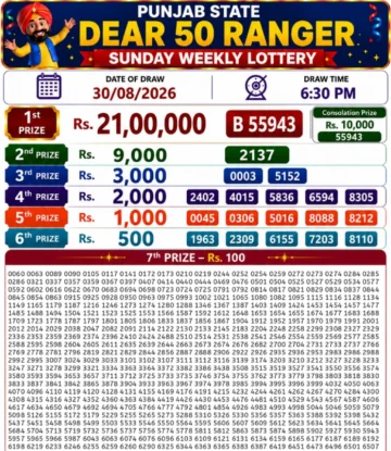 Punjab State Dear 50 Ranger Sunday Lottery Result 30-08-26